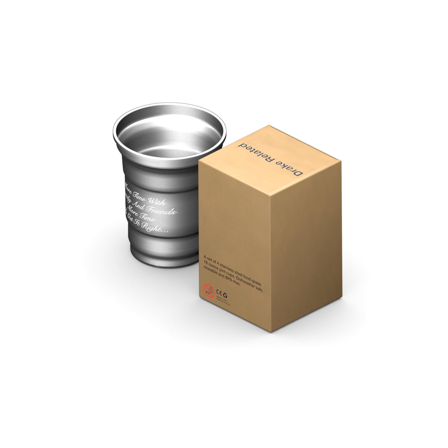 Official More Life 16oz Stainless Steel Party Cups (4 Pack)