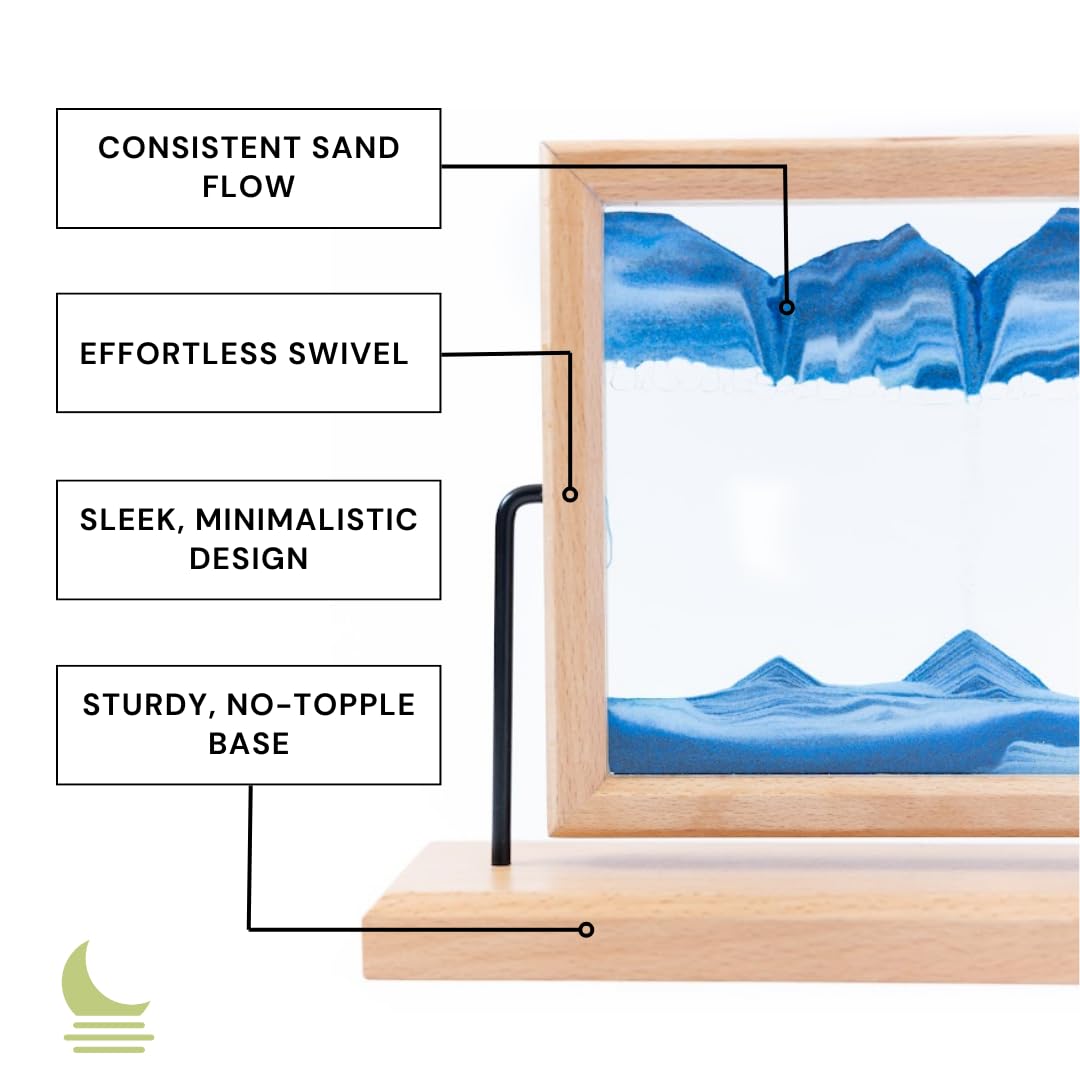 Elegant Moving Sand Art w/Finished Wood Frame - Mindfulness Decor to Help Stay Present