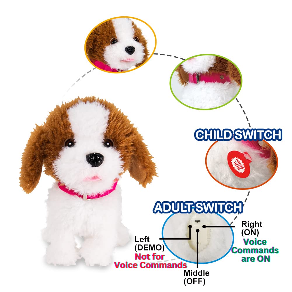 WEofferwhatYOUwant Interactive Robot Dog, Plush Goldendoodle Teddy with 12 Voice Commands - Speech Recognition, Walks Barks Sings Dances Push-Ups, Educational Talking Pet for Kids Seniors, Ages 3+