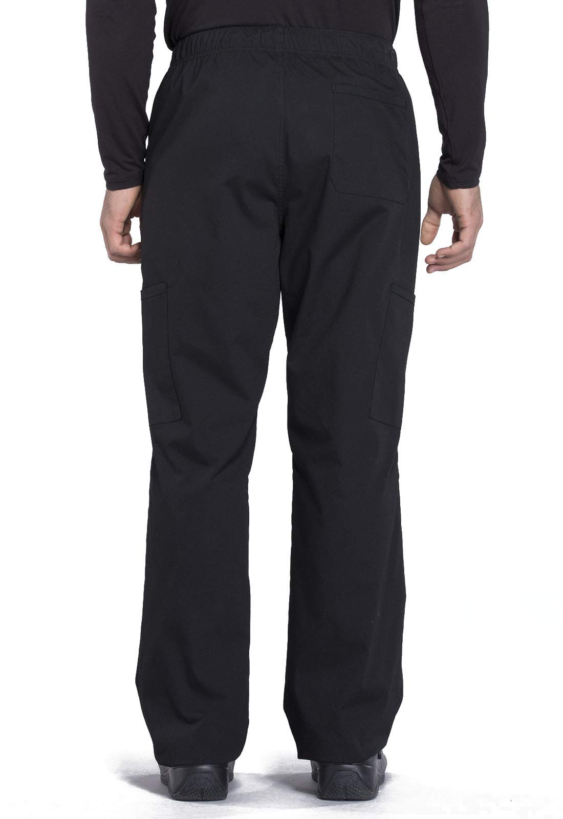 Cherokee Scrubs for Men Tapered Leg Cargo Scrub Pants with Zip Fly, 5 Pockets Elastic Waist 2-Way Stretch & Easy Care Plus Size - WW190, 2XL, Black