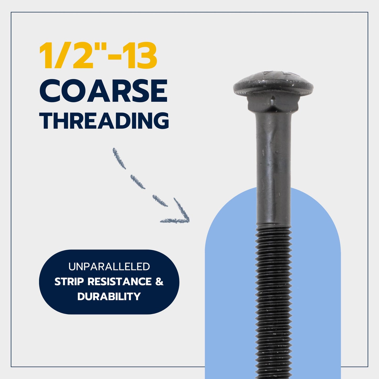 1/2 in. x 8 in. Black Carriage Bolt Kit Includes 12 Bolts, 12 Washers, and 12 Nuts, Ceramic Black Ruspert Coated for Exterior Use - 2X Rust Resistance of Galvanized by Makers Bolt