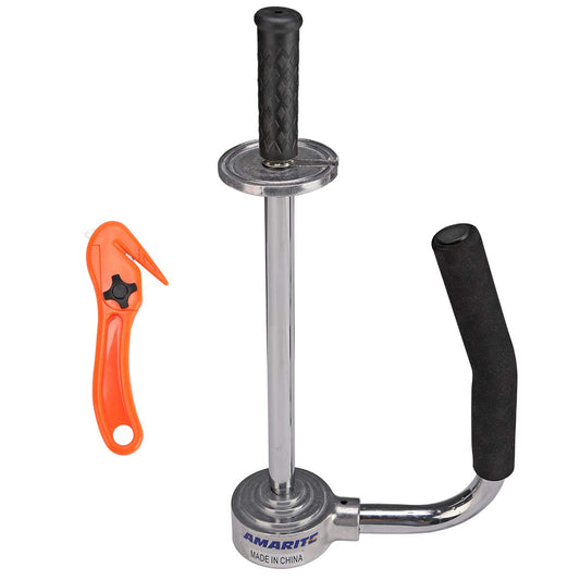 Amarite shrink wrap handle,Industrial Stretch Film Dispenser including Film Cutters,Suitable for 11" to 21.5" film height Pallet Wrap.Top Quality Stainless Steel, Tough, Durable