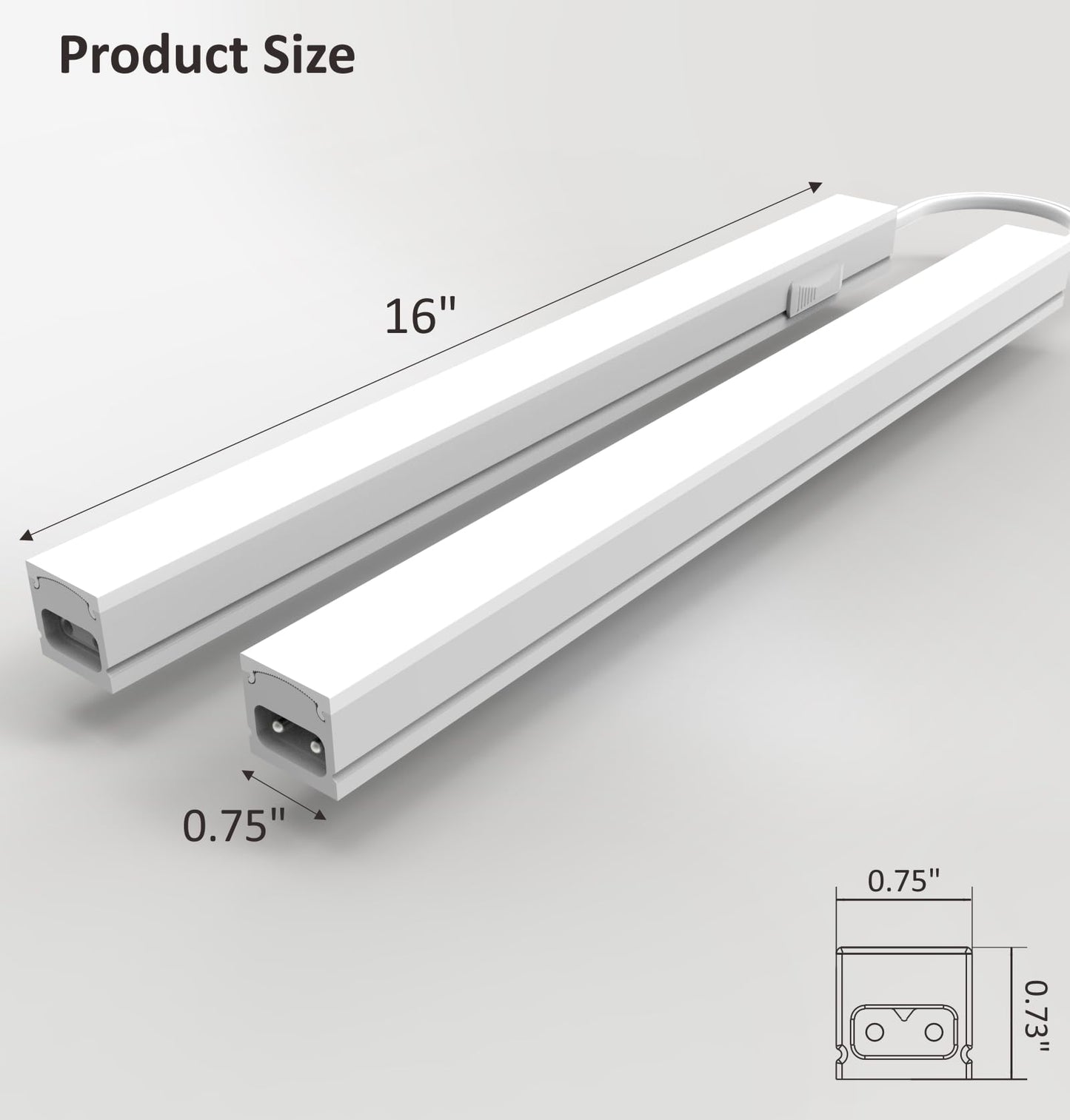 Leetdud Under Cabinet Lighting Plug in, 16 Inch 2 Pcs, Linkable AC120V 3CCT 3000K/4000K/5000K Ultra Slim, LED Under Cabinet Lights for Counter Light, Kitchen, Shelf, Sink, Workshop, Desk, White