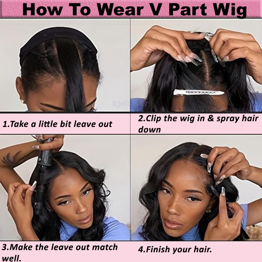 V Part Wig Human Hair Wig Upgrade U Part Wigs Body Wave for Black Women Beginner Friendly No Sew In and No Leave Out Glueless Brazilian Virgin Hair Wig Natural Black Color 180% Density 22 inch