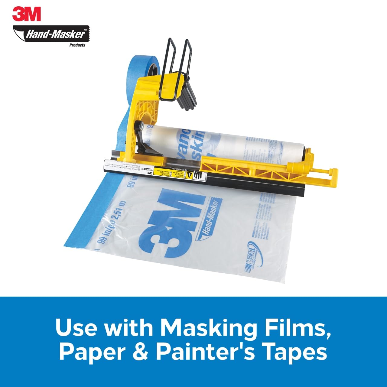 3M Hand Masker M3000 Tape Dispenser, Film & Tape, Applies Painter's Tape to Masking Film or Paper in One Continuous Application, Compact & Lightweight Design, Saves Time When Preparing For Painting