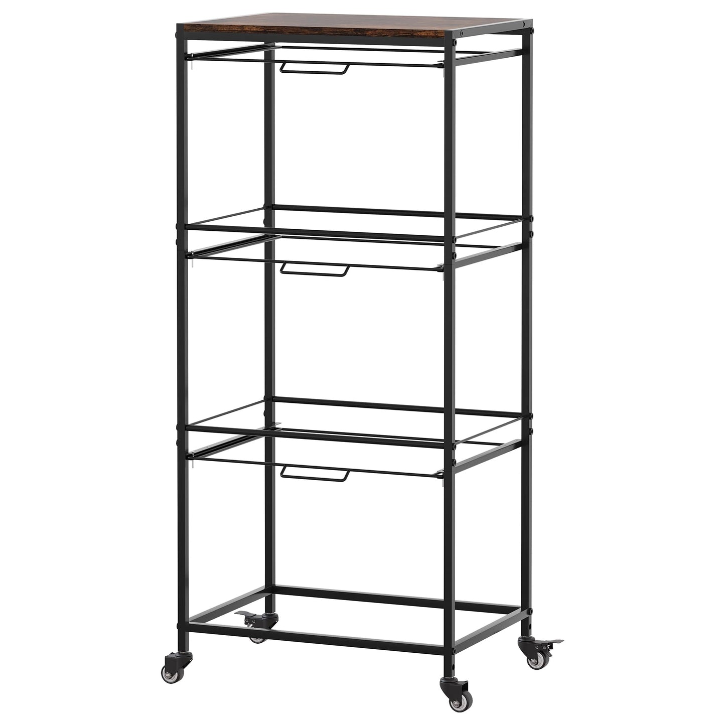 EasyPAG Rolling Hanging File Folder Cart, 3 Tier Metal Pull-Out File Rack for Letter and Legal Size Folders, Portable Filing Cart for Office Home, Black