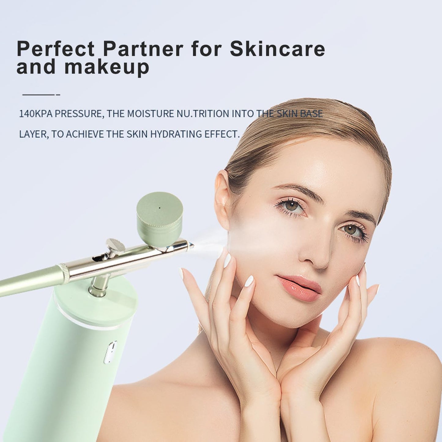 Microtree Nano Facial Steamer - Rechargeable & Portable High Pressure Face Oxygen Sprayer Machine, 0.3mm Nozzle Micro Mist Skin Hydrator, Essential Water Infusion Facial Spa Treatment, White