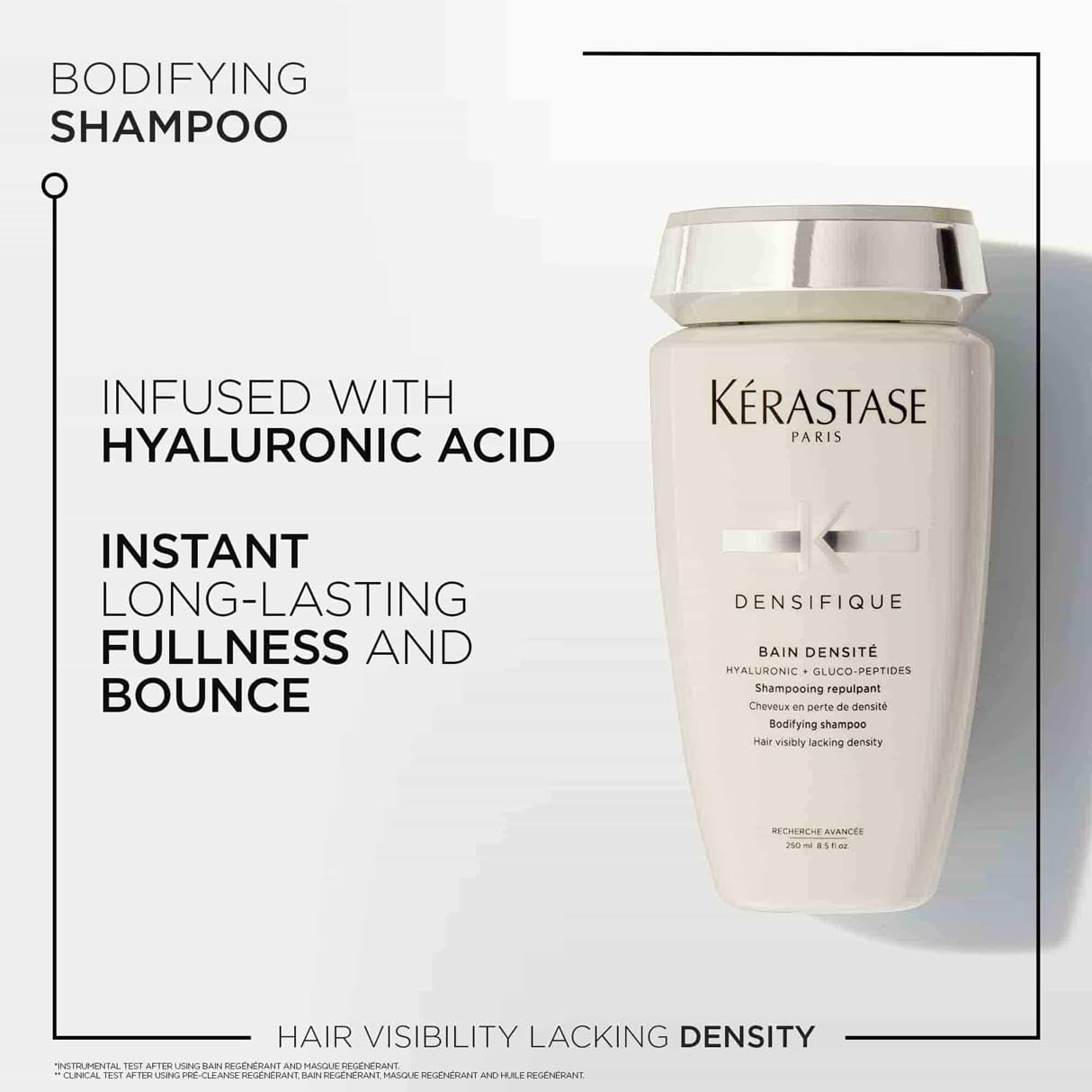 KÉRASTASE Densifique Densité Shampoo, Thickening & Strengthening Shampoo, Removes Build-Up & Adds Shine with Hyaluronic Acid for Fine, Thin & Thinning Hair, 8.5 Fl Oz
