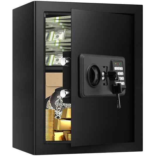 3.0 Cub Large Home Safes Fireproof Wterproof, Anti-theft Fireproof Safe with Programmable Keypad, Spare Keys and Alarm Systerm, Digital Home Security Safe Box for Document Money Medicines