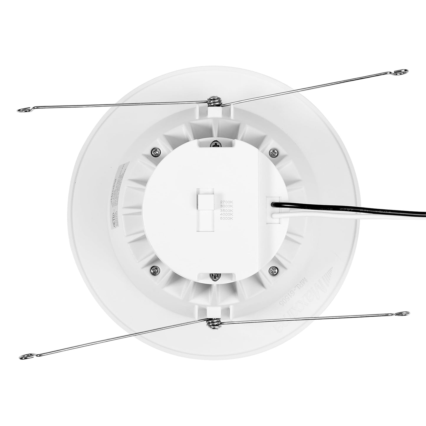 Maxxima 5 in. & 6 in. Retrofit Recessed Anti-Glare LED Downlight, 1300 Lumens, 5 Color Temperature Selectable 2700K/3000K/3500K/4000K/5000K, Dimmable, E-26 Quick Connect Adapter, 90 CRI, White Trim