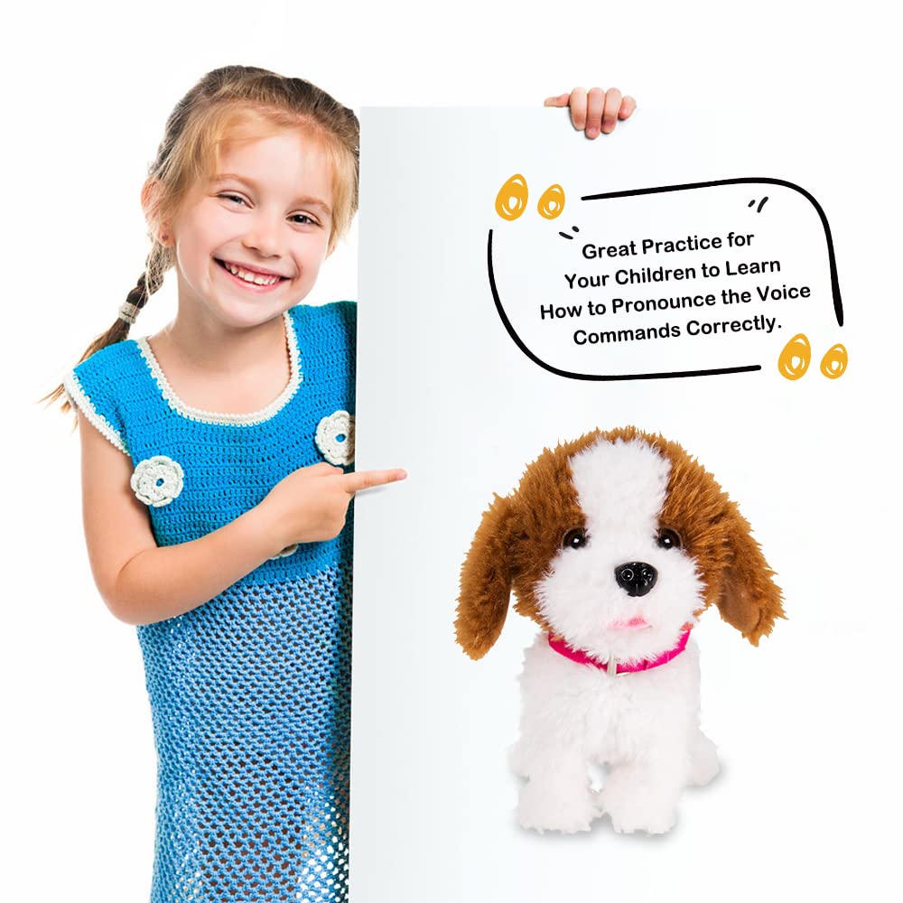 WEofferwhatYOUwant Interactive Robot Dog, Plush Goldendoodle Teddy with 12 Voice Commands - Speech Recognition, Walks Barks Sings Dances Push-Ups, Educational Talking Pet for Kids Seniors, Ages 3+
