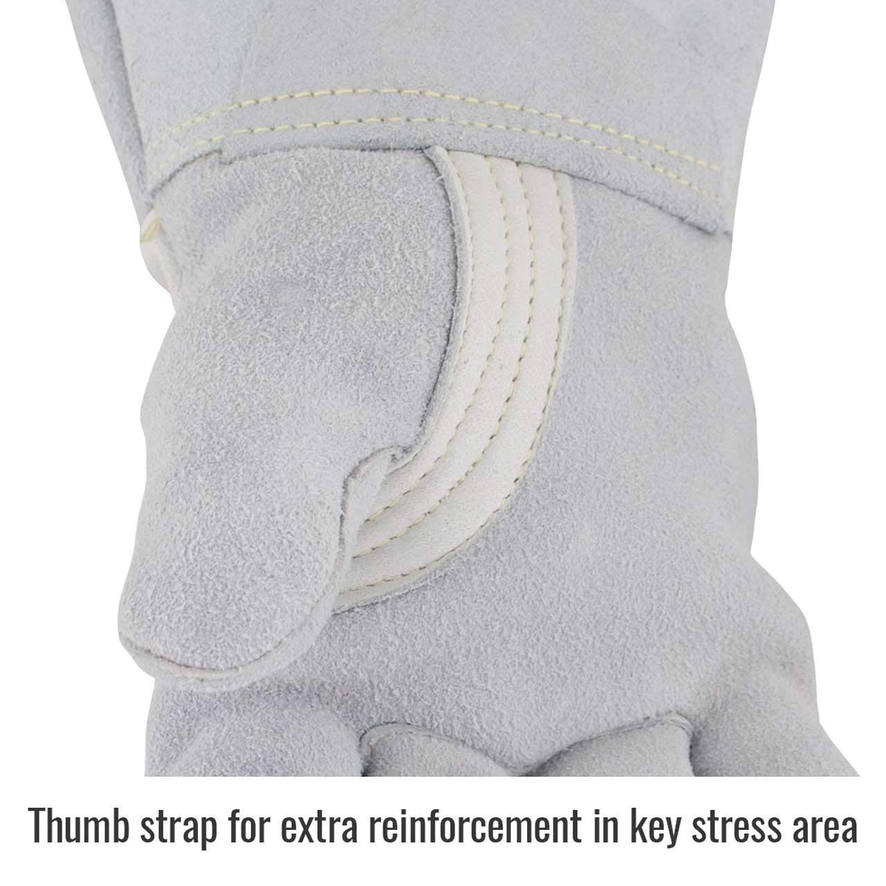 Black Stallion 750 Premium Grain Elkskin Stick Welding Gloves, Large, White