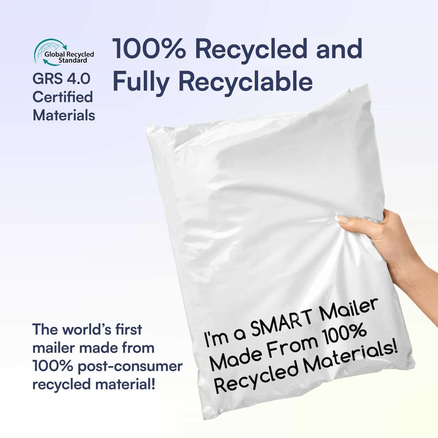 200 Count, 12x15.5 inch Eco Friendly Poly Mailers 100% Recycled Packaging Envelopes Supplies Mailing Bags 2.5 Mil Thick - SMART Mailer