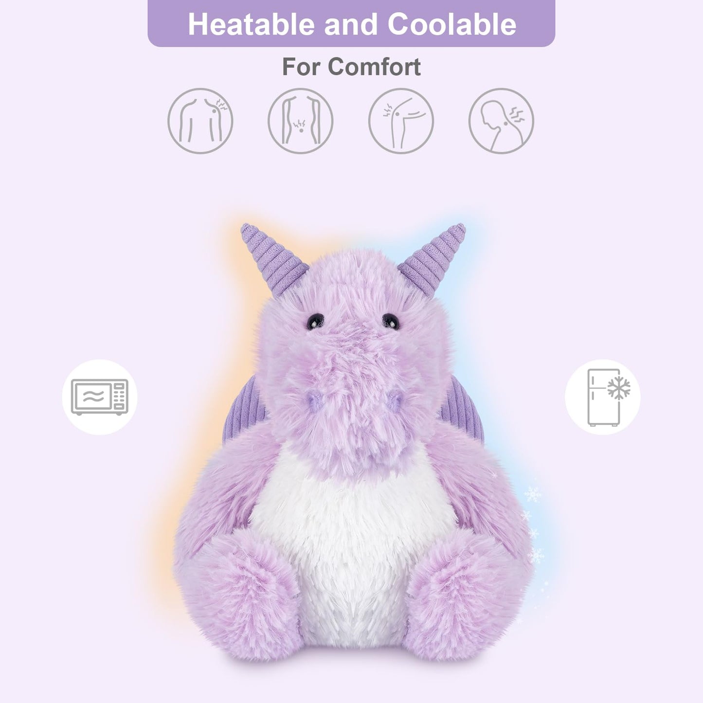 SuzziPals Heatable & Coolable Dragon Stuffed Animals, Heated Stuffed Animals Microwave Heating Pad Stuffed Dragon Plush Toys, Dragon Plushies Heating Pad for period Cramps & Pain Relief, Dragon Gifts