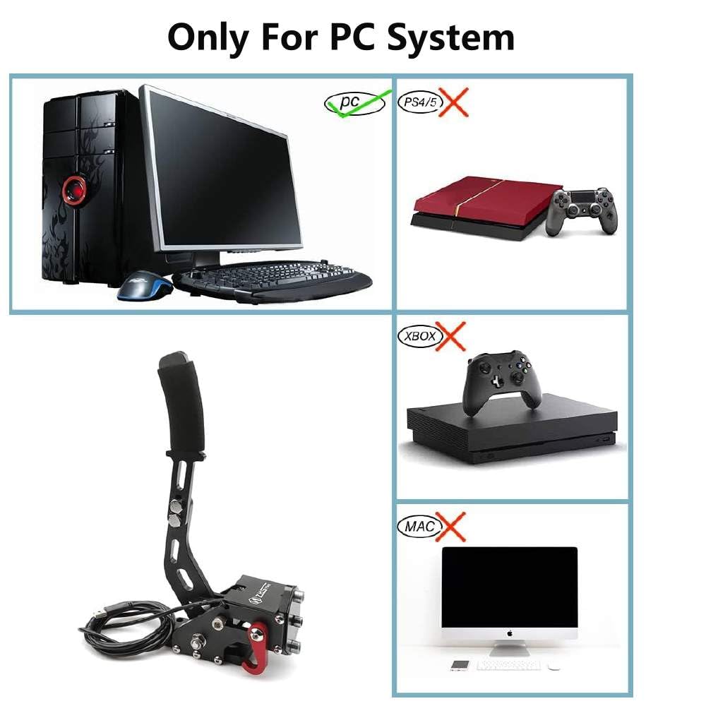 ZHSYMX USB Handbrak,PC Handbrake,USB Handbrake PC for 64Bit SIM Racing Games, Compatible with Logitech G27 G29 G920 G923 T500 T300 Simulate Linear Handbrake 6ft USB Cable with Fixing Clip and Plate