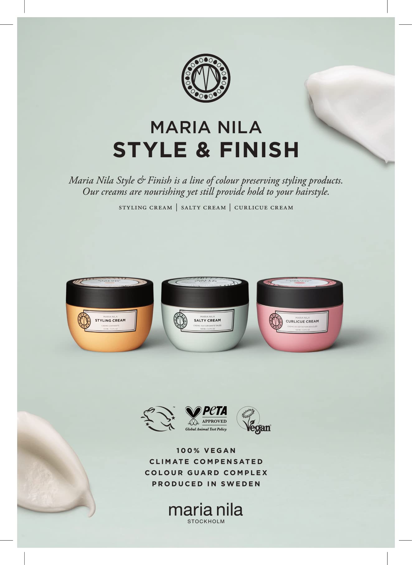 Maria Nila Curlicue Cream, 3.4 Fl Oz, Hold 3/5, Enhances Curls & Waves, Chamomile Hydrates & Prevents Frizz, 100% Vegan & Sulfate/Paraben free