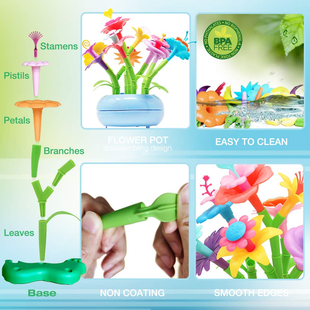Visit the BIRANCO. Store BIRANCO. Flower Garden Building Set - Grow up! Fun Stacking Toys for Toddlers and Kids Age 3-6 Year Olds, Educational Activity for Preschool, Cool STEM Gardening Gifts for Girls (138 PCS)