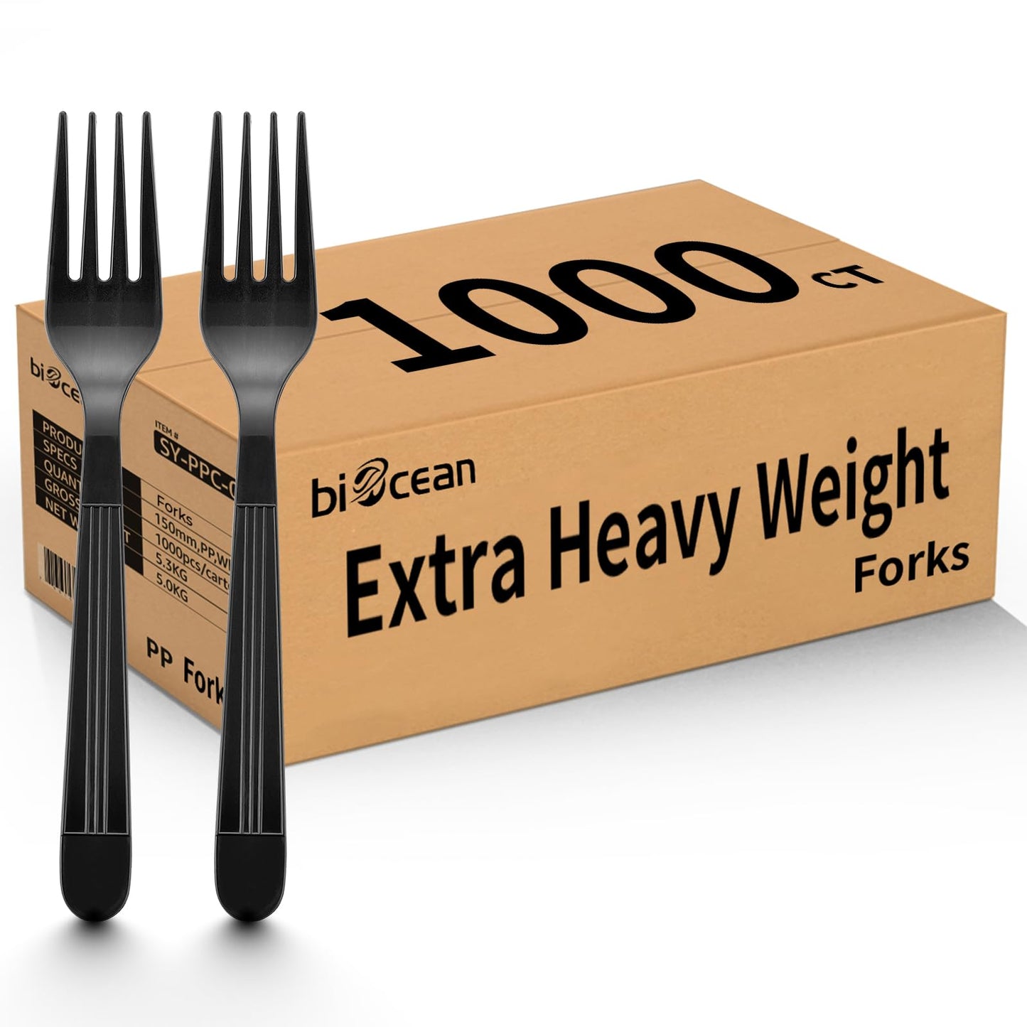 1000 Count Extra Heavy Duty Plastic Forks Black Disposable Forks Premium Bulk Plastic Forks Heavy Duty Plastic Silverware for Parties, Family Gatherings