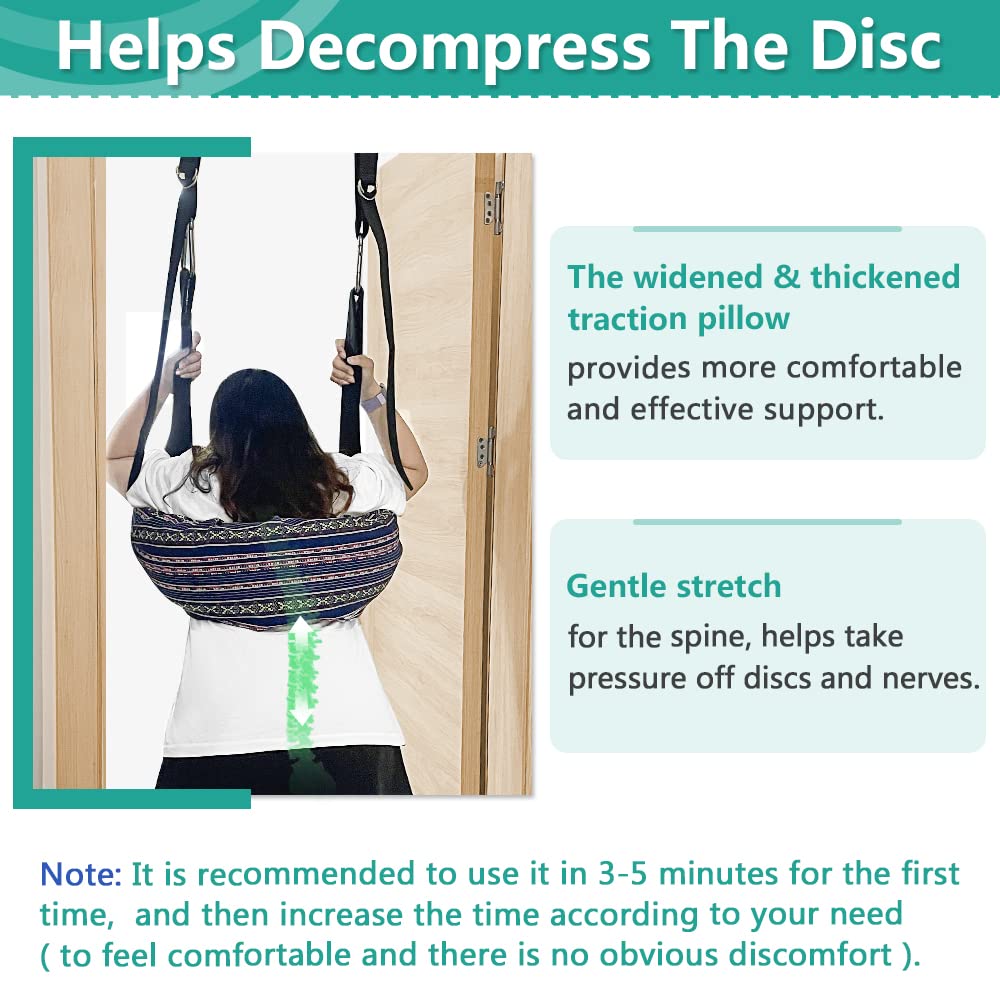 Spinal Decompression Devices Back Traction Stretcher Spine Decompression Machine Lumbar Traction Device for Lower Back Pain Relief Back Stretching Device Door Traction Pillow