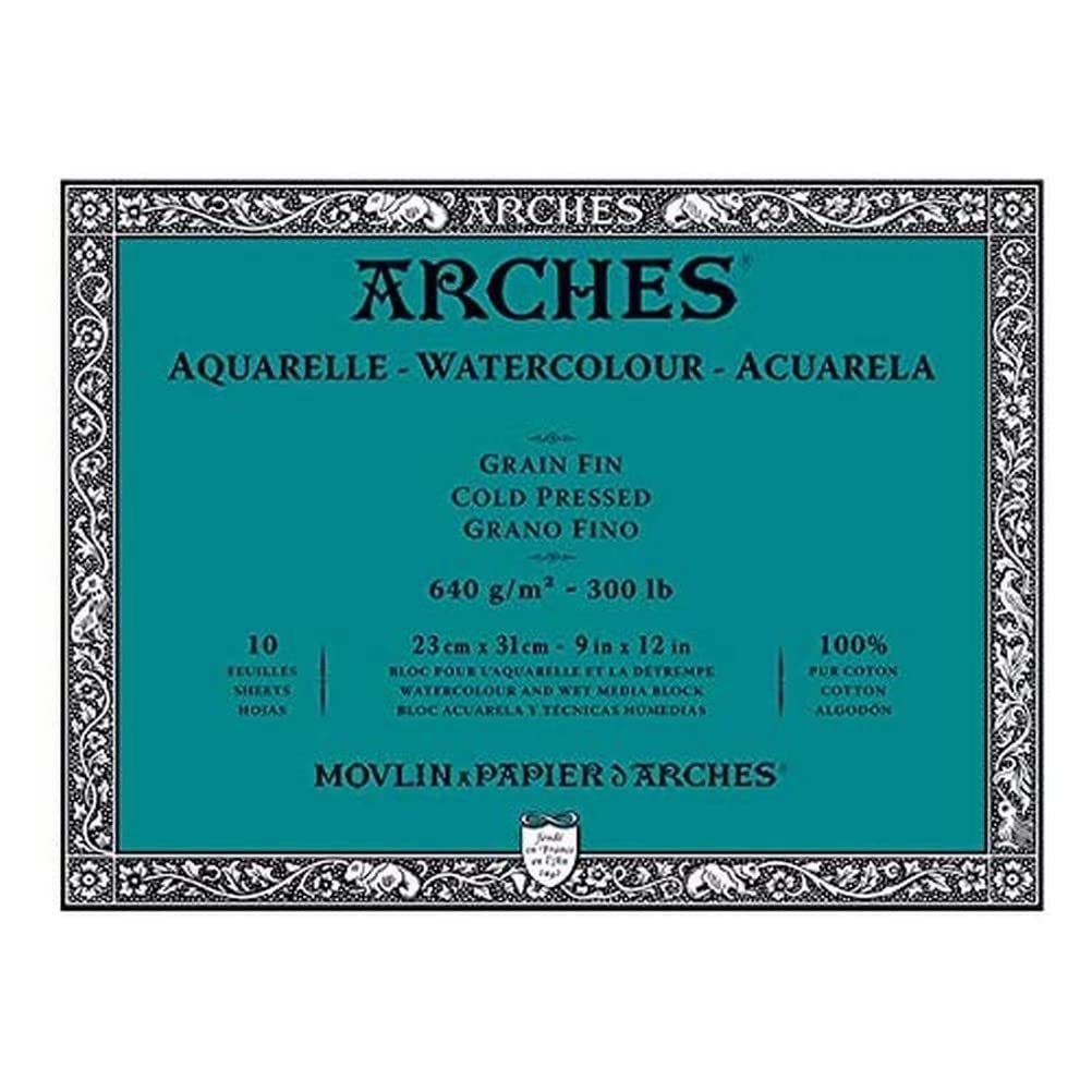 Arches Watercolor Block, Cold Press 9"X12", 9" x 12", 10 Count