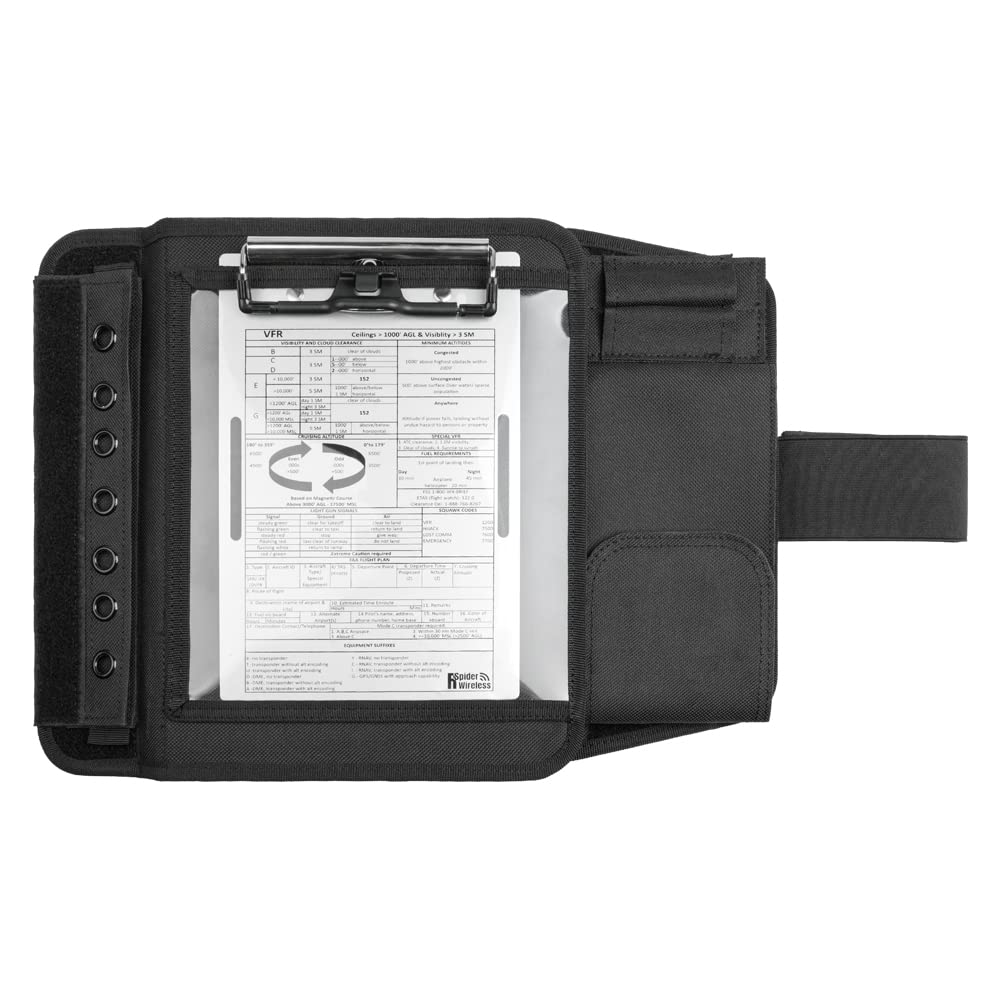 R SPIDER WIRELESS Pilot Kneeboard, Includes Aluminum Clipboard. Fits iPad Pro 9.7", 10.5", 11", iPad and iPad Air 1/2/3/4/5/6, and Any Other 9"-11" Tablets, Adjustable