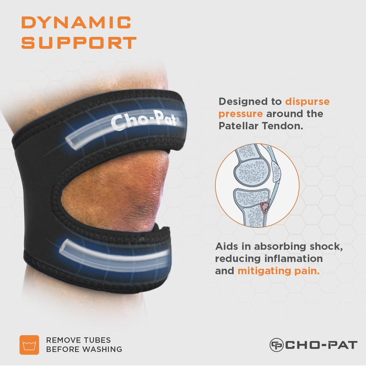 Cho-Pat Dual Action Double-Layer Adjustable Knee Strap, Pain Relief for Chondromalacia, Osgood Schlatter’s, Tendonitis, and Meniscus Tears, Large