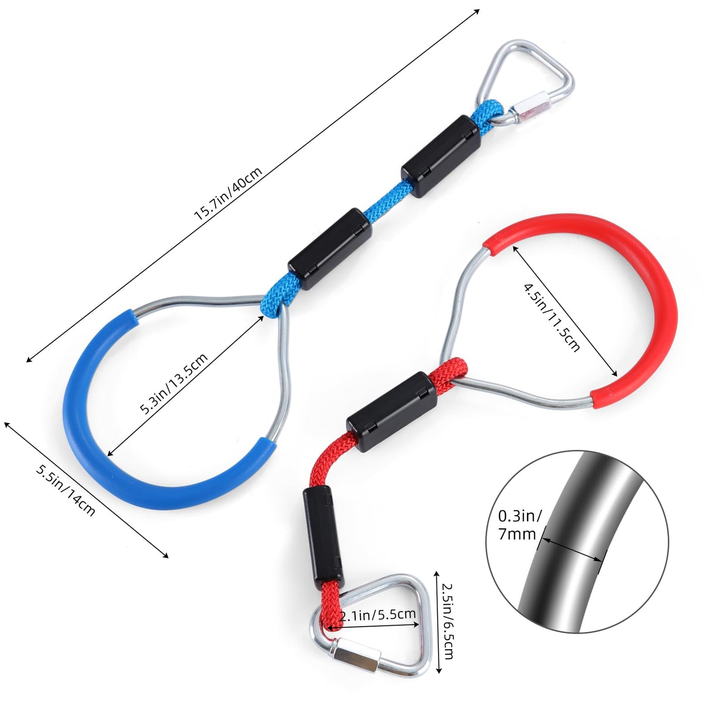 PELLOR Hanging Ninja Rings, Fitness Gymnastic Rings Backyard Playground Training Equipment Play Set for Kids Adult, Ninja Warrior Obstacle Course Accessories