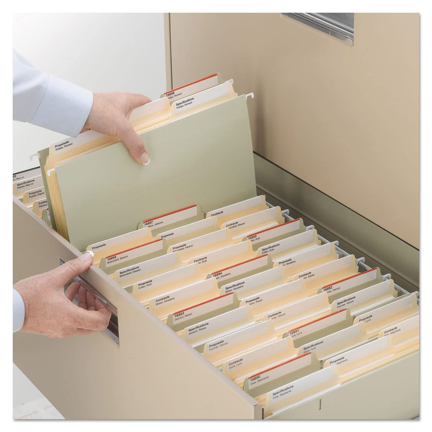 Smead SuperTab® Heavyweight Fastener File Folder, 2 Fasteners, Oversized Reinforced 1/3-Cut Tab, Guide Height, Letter Size, Manila, 50 per Box (14545)