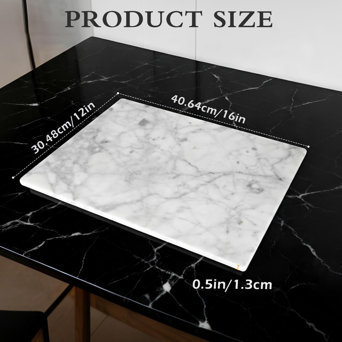 PracFit Italian Carrara White Marble Cutting Board for Kitchen 12×16 In – Stone Cutting Board, Pastry Board for Baking, Cheese & Charcuterie, Granite-Like Durable and Elegant Food Preparation