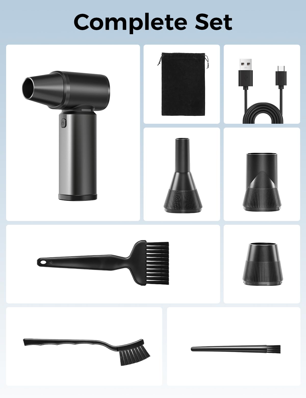 Compressed Air Duster - 180000RPM Super Power Electric Air Duster, 3-Speed Adjustable Rechargeable Cordless Air Blower with LED Light, Dust Blower for Computer, Keyboard, Outdoor, Car and House