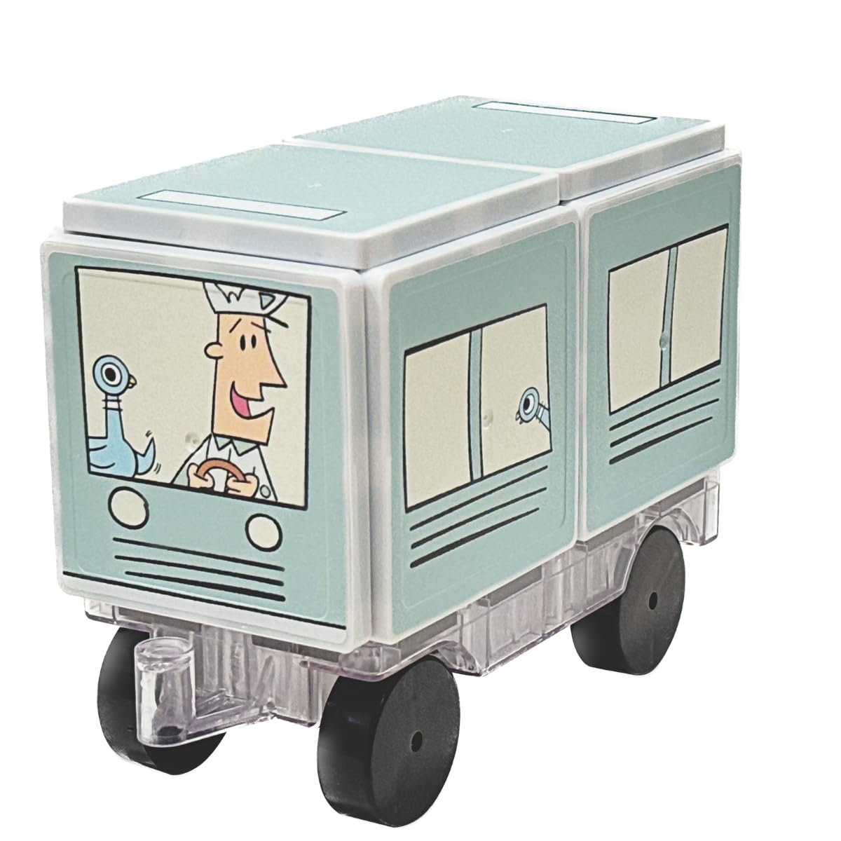 CreateOn Mo Willems - Don't Let The Pigeon Drive The Bus Magnetic Tiles, Magnetic Toy, Travel Toys, Classroom Sensory Toy Blocks, STEM & Montessori Tools for Boys & Girls Ages 3+ (16 Pieces)