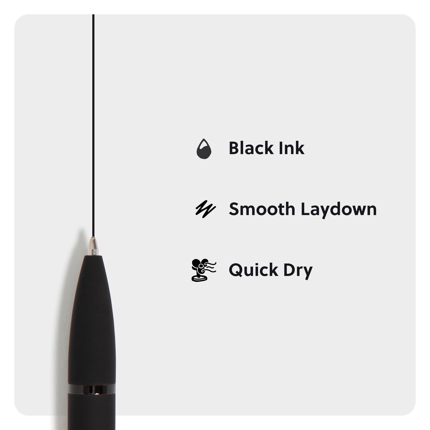 U Brands Monterey Soft Touch Ballpoint Pen, Retractable, Medium 1 Mm, Black Ink, Midnight Barrel, 12/pack