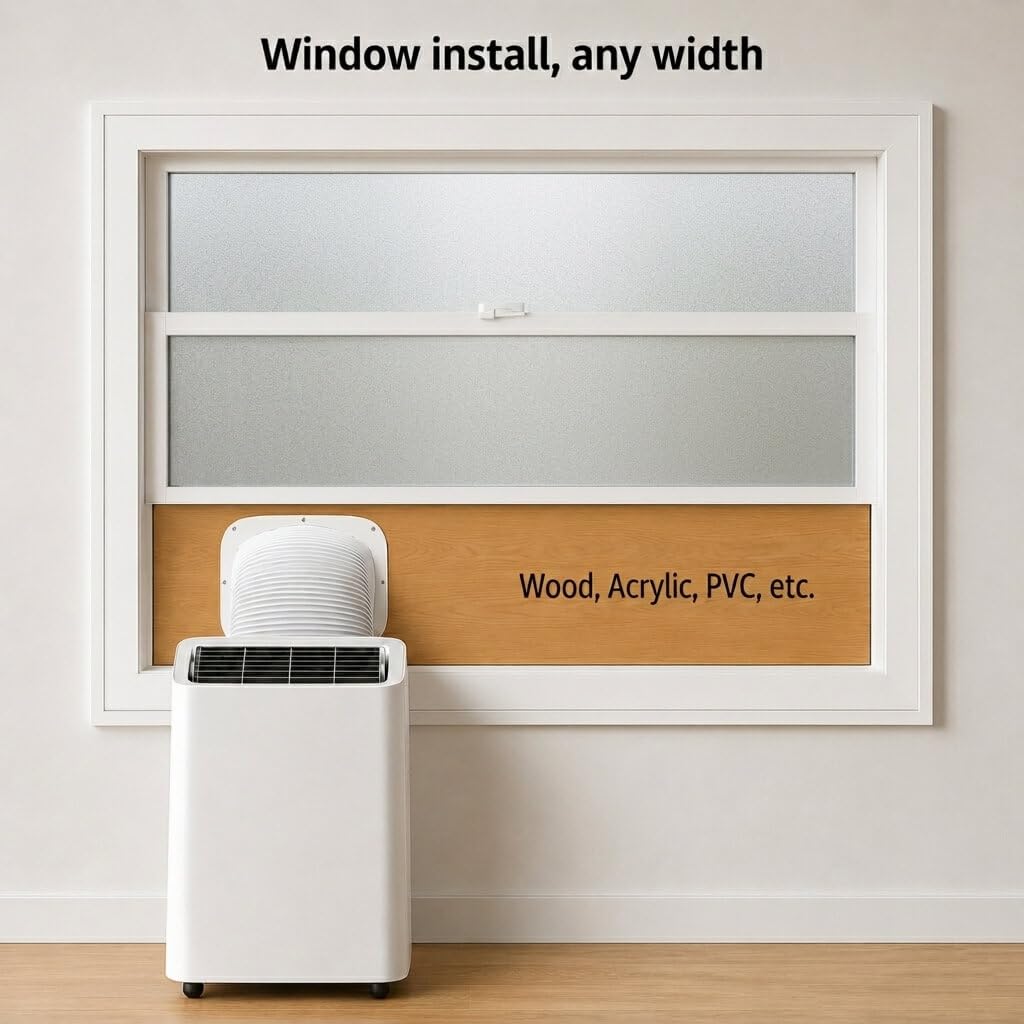 AC Vent Exhaust Hose Adapter Plate for DIY Window and Sliding Doors compatible with Midea Duo