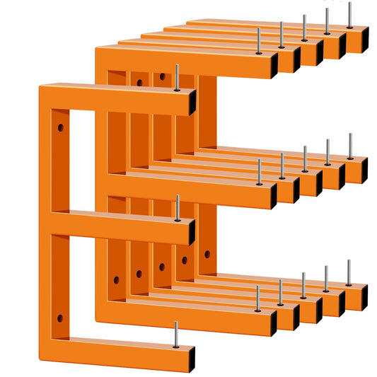 6 Pack Wall-Mounted Lumber Rack, Heavy Duty Wood Storage Racks, 9-Level System Garage Shelving, 1980 LBS Capacity Hanging Organizer Shelves, Orange Brackets Utility Metal Shelf for Indoor and Outdoor