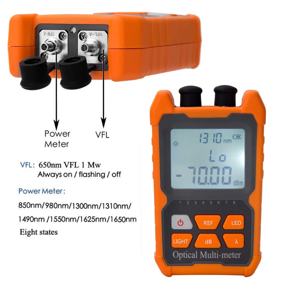 D YEDEMC Fiber Optic Cable Tester - Portable Optical Fiber Power Meter with Universal FC/SC/ST Interface and Built-in 2Mw Visual Fault Locator (OPM-VFL-1)