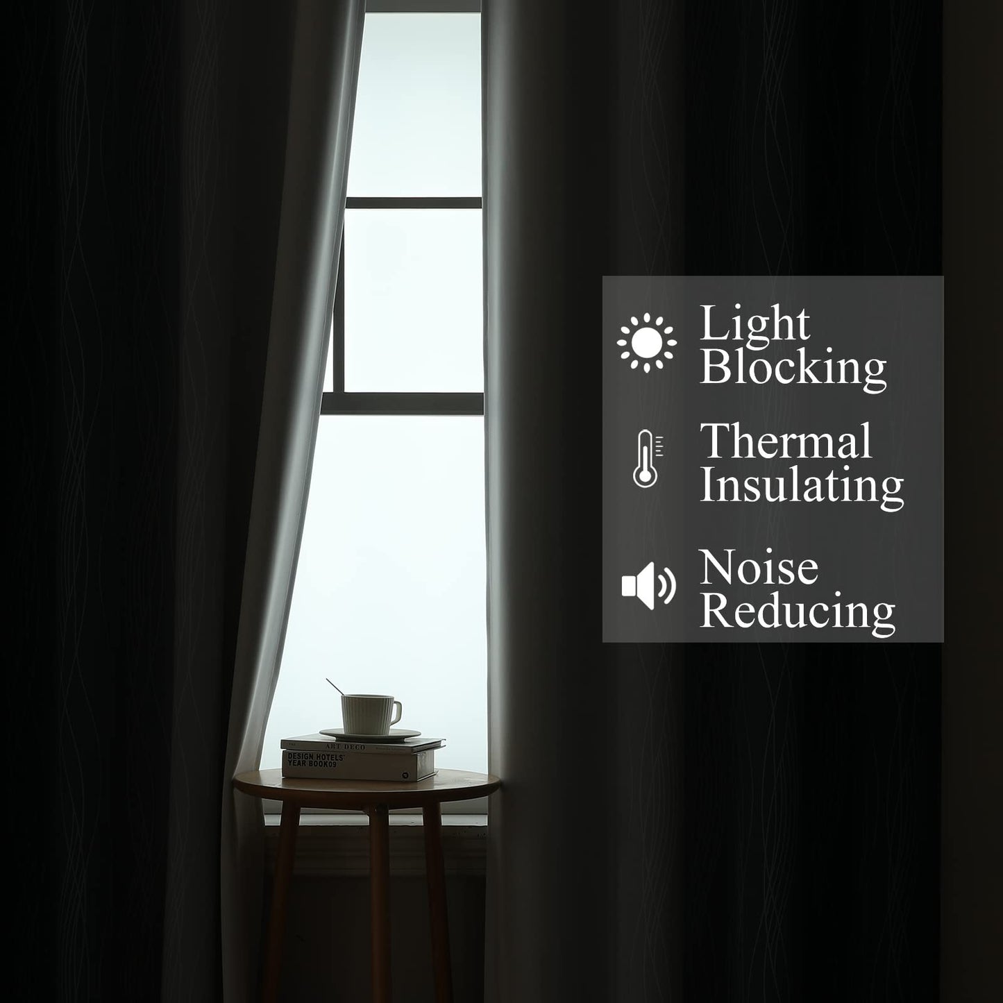 Estelar Textiler Blackout Curtains 90 Inches Long 2 Panels, Navy Blue and Greyish White Thermal Insulated Energy Saving Ombre Drapes for Bedroom,Light Blocking Grommet Curtains for Living Room,52Wx90L
