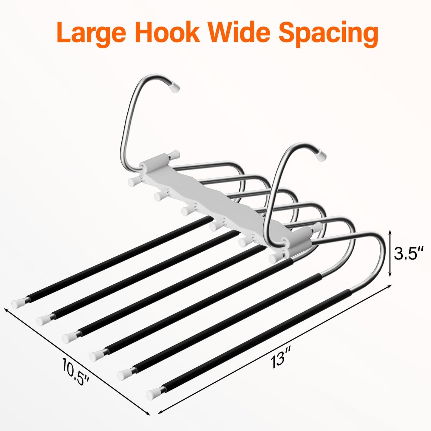 Upgraded Collapsible Pants Hangers Space Saving, 6 Layers Clothes Rack, Stainless Steel Multifunctional Closet Organizer, Non Slip Metal Hangers for Pants Jeans Skirts Trousers (4 Pack)
