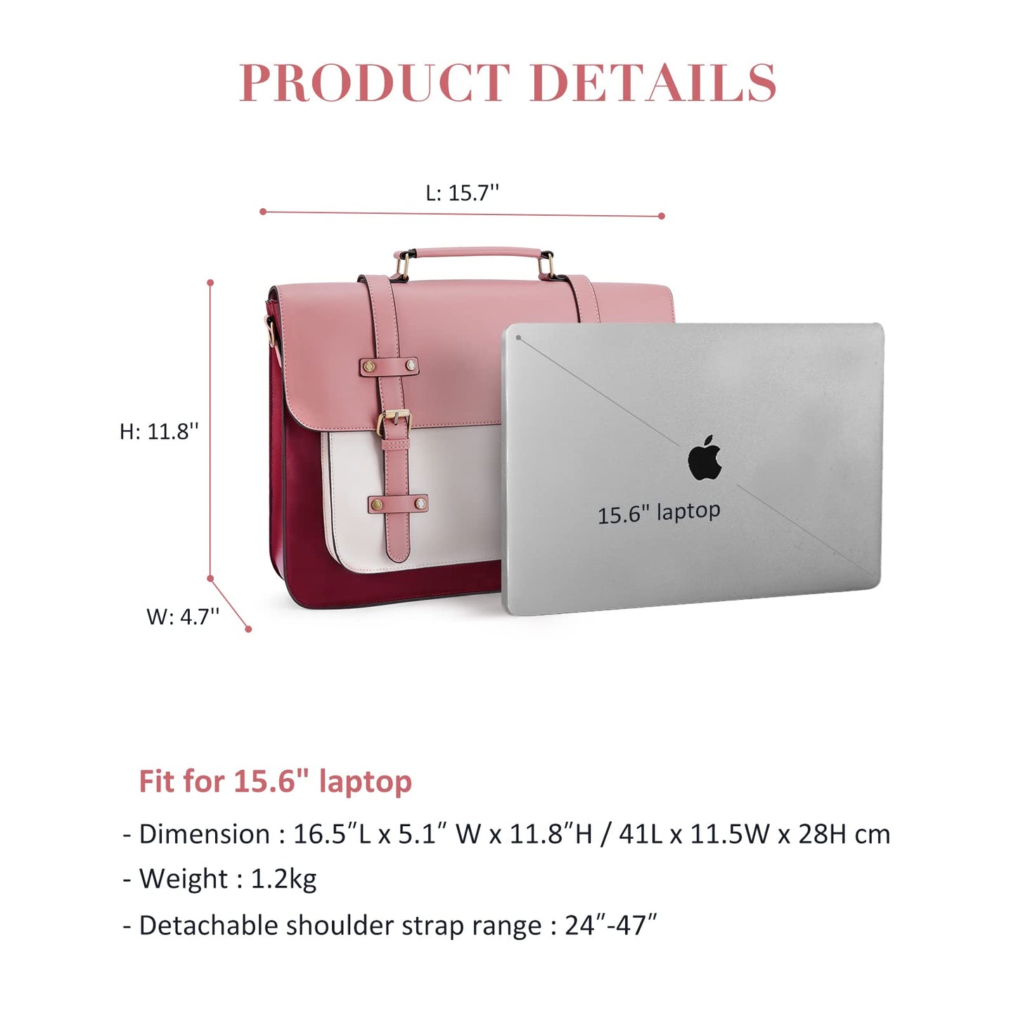 ECOSUSI Laptop Bag for Women Vegan Leather Messenger Purse Fashion Briefcase Backpack 15.6 inch Computer Satchel Handbag