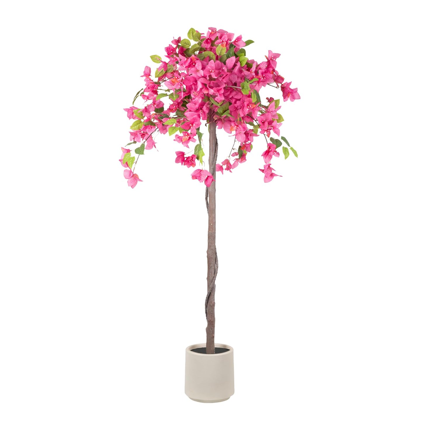 5FT Fake Bougainvillea Tree with Pink Blossoms – Lifelike Artificial Flowering Plant for Indoor Home Decor, Ideal for Entryway, Living Room, or Balcony