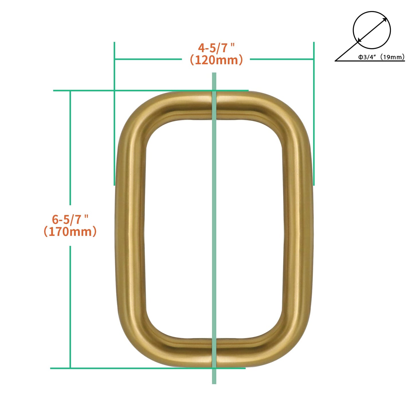 CKB 6" Shower Door Handle, Shower Glass Door Pull Back to Back Handle Compatible with 1/4" to 1/2" Thickness Glass for Frameless Shower Doors, Satin Gold with 304 Stainless Steel