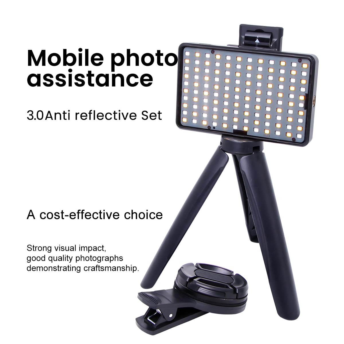 Tumalab Tattoo Equipment Supplies TikTok Remove Glare LED Tattoo Photography Video Lights Portable Mobile Phone Camera Polarized Fill Light with 120 LED Beads and CPL Filter Lens for Tattoo Artist