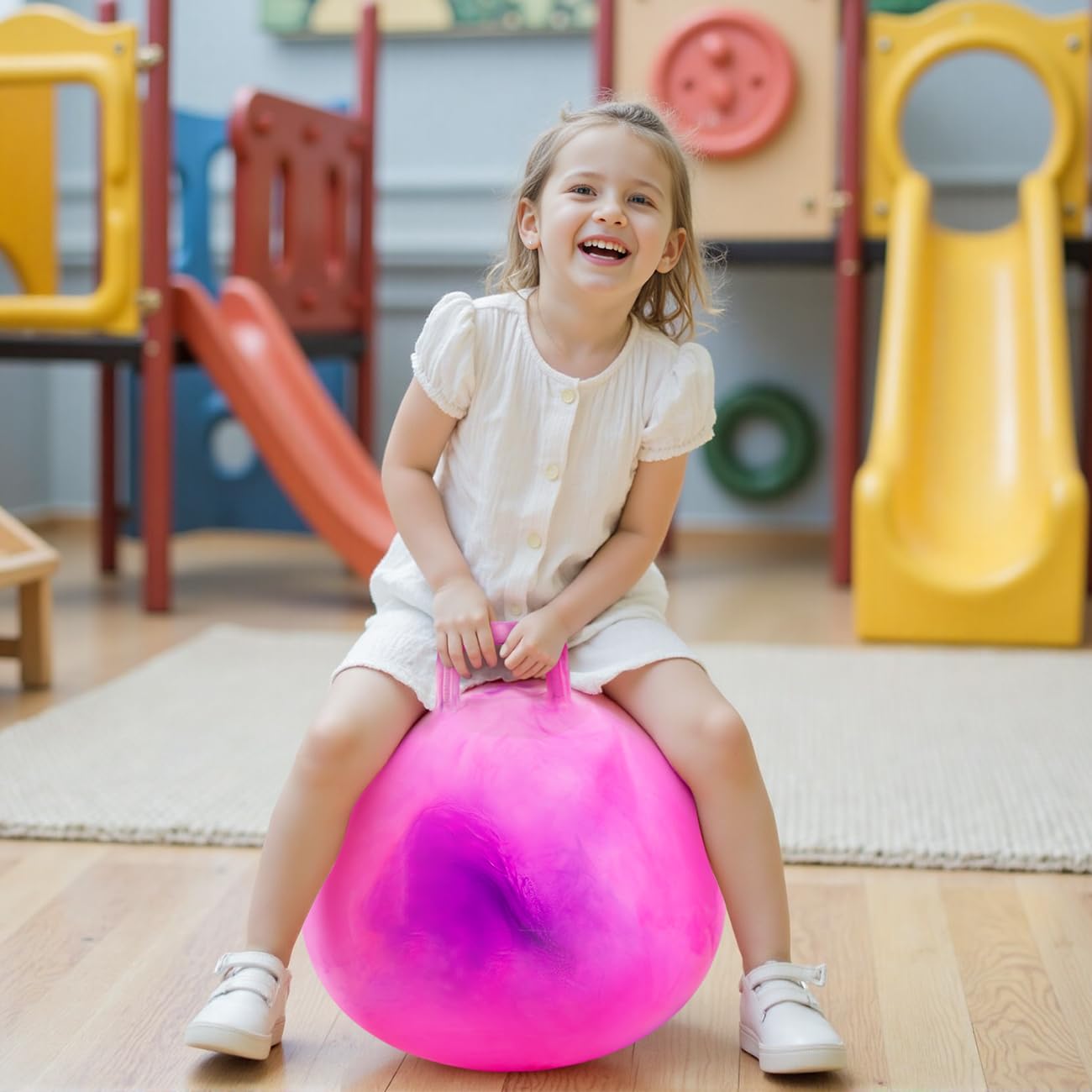 Upper Rider - 18 Inch Cloud Hopper Ball for Kids Age 3-8, Bouncy Ball with Handle, Inflatable Jump with Pump and Gift Box, Indoor Outdoor Balance Toy for Girls and