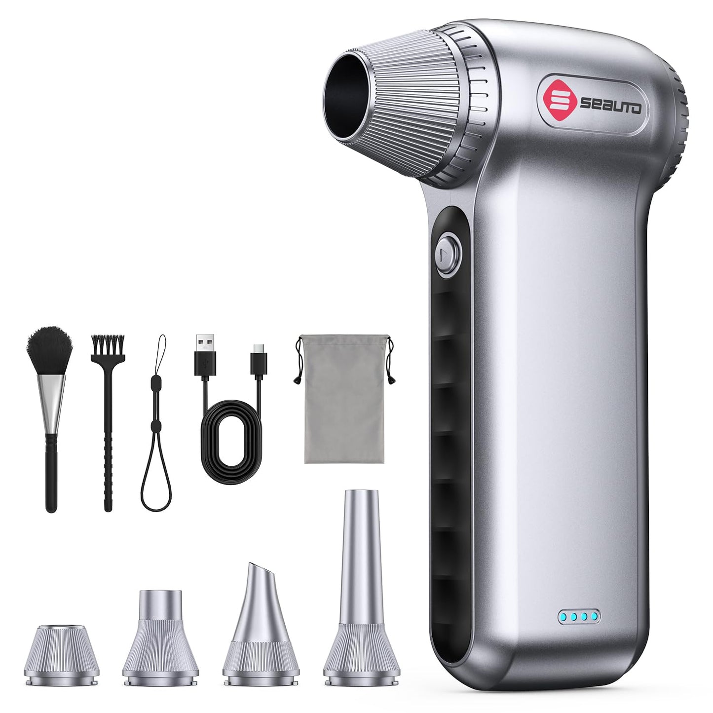 Electric Air Duster 180000RPM, Powerful Cordless Compressed Air Duster with 3-Speed Mini Air Duster Blower, Rechargeable Dust Cleaner for Computer Keyboard, PC, Car, Outdoor & Home Cleaning