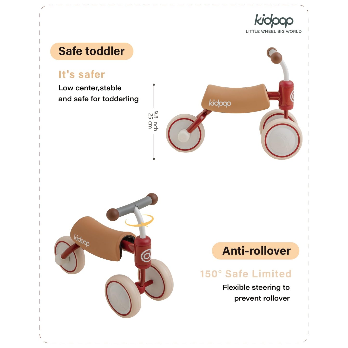 kidpop Bee Baby Balance Bike Toddler for 1 Year Old Kids Ride On Toys First Birthday Gift Toddler First Bike (Red)