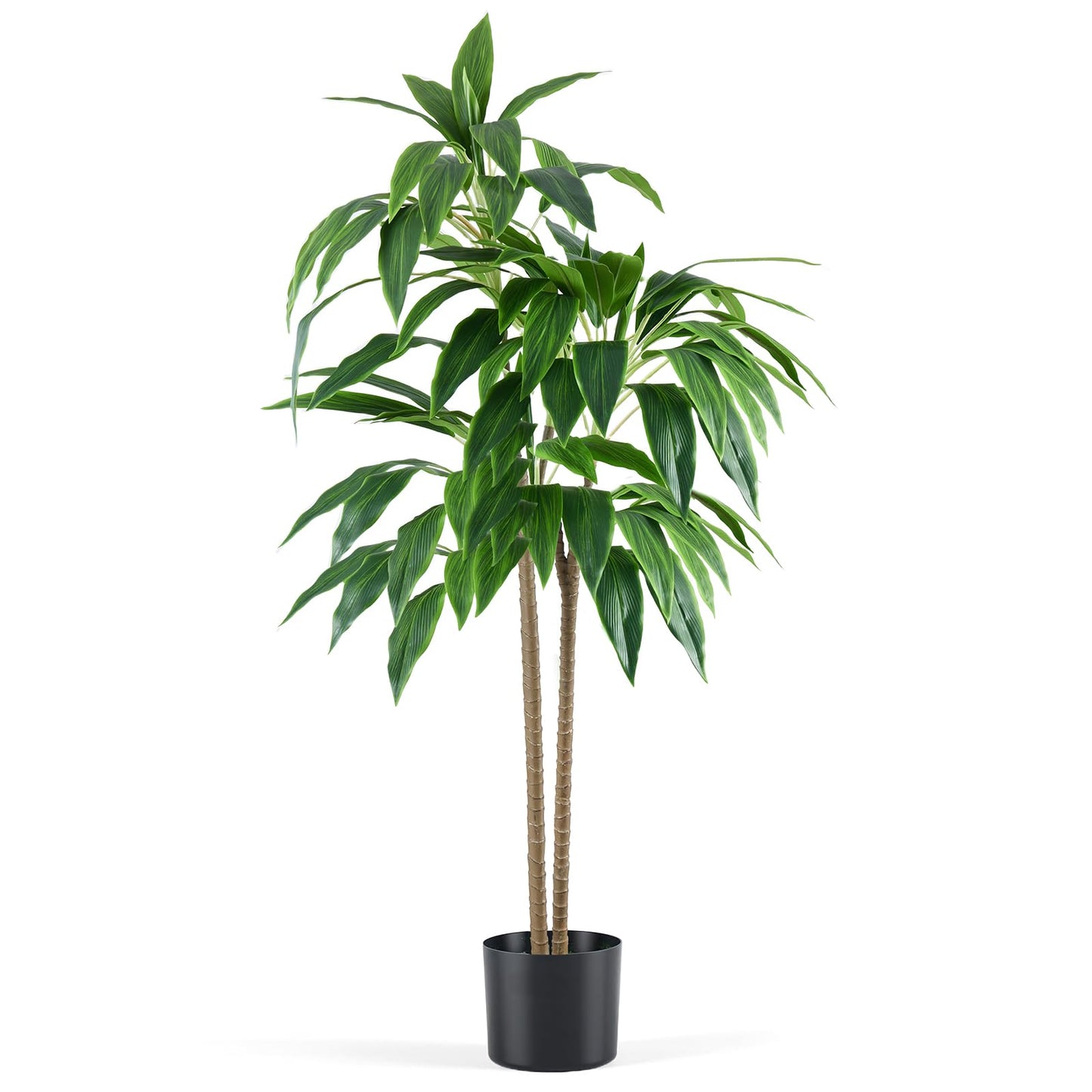 DUMOS 51in Artificial Dracaena Tree, 4FT Lifelike Faux Indoor Floor Plant with Bendable Leaves, Potted Tall Fake Plant for Living Room, Bedroom, Office Corner Decor