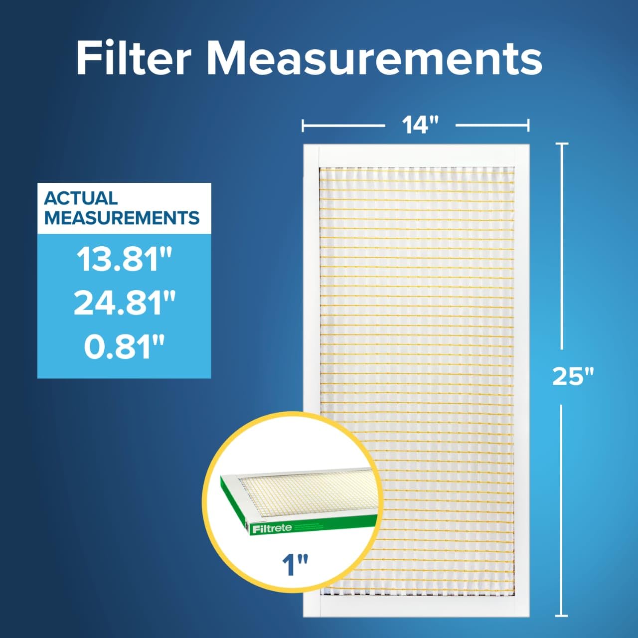 Filtrete 14x25x1 AC Furnace Air Filter, MPR 700, MERV 8, Tough on Pollen, Easy on Airflow, 3-Month Pleated 1-Inch Electrostatic Air Cleaning Filter, 6-Pack (Actual Size 13.81 x 24.81 x 0.81 in)