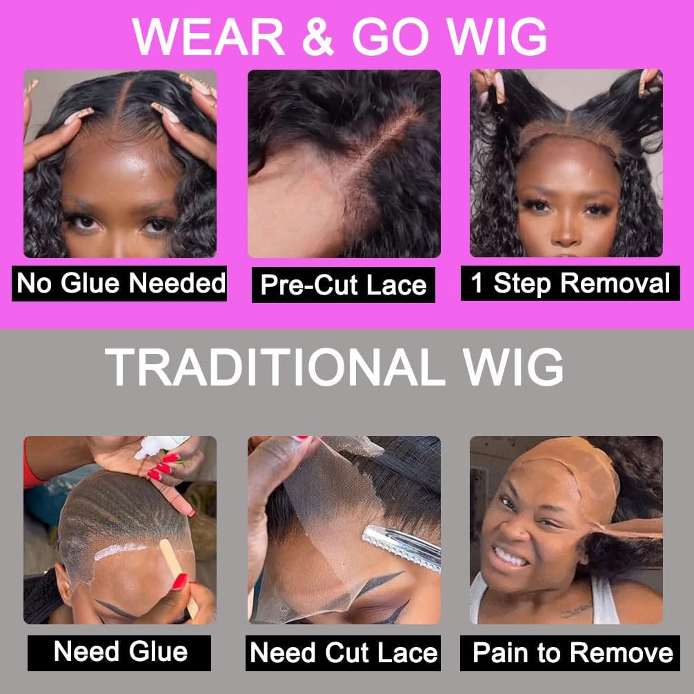Wear and Go Glueless Wigs Human Hair Pre Plucked Pre Cut 4x4 Lace Front Wigs for Black Women Human Hair Glueless for Beginners Curly Human Hair Wig (30 Inch)