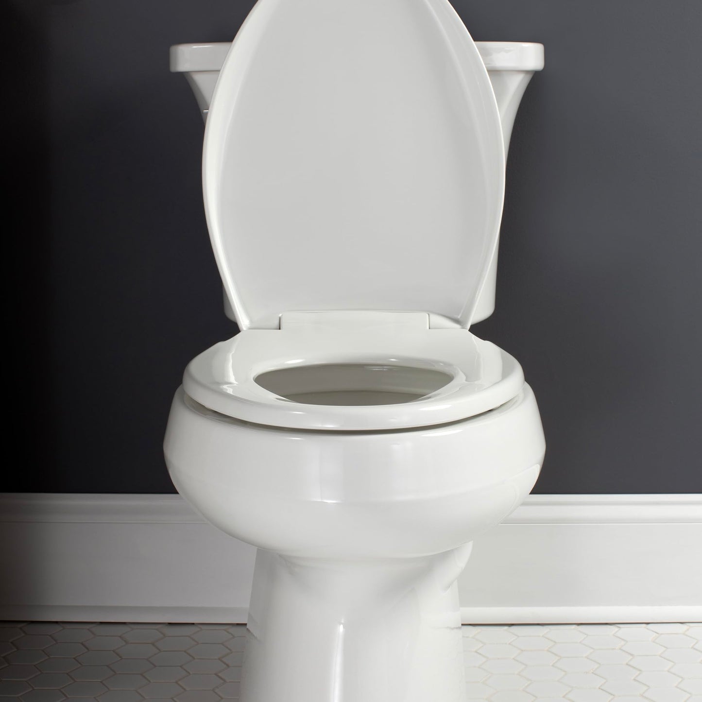 Bemis Aurora Slow Close Toilet Seat, Easy Clean Hinges and Adjustable Perfect Fit Plastic Seat, Made in USA, Elongated, White