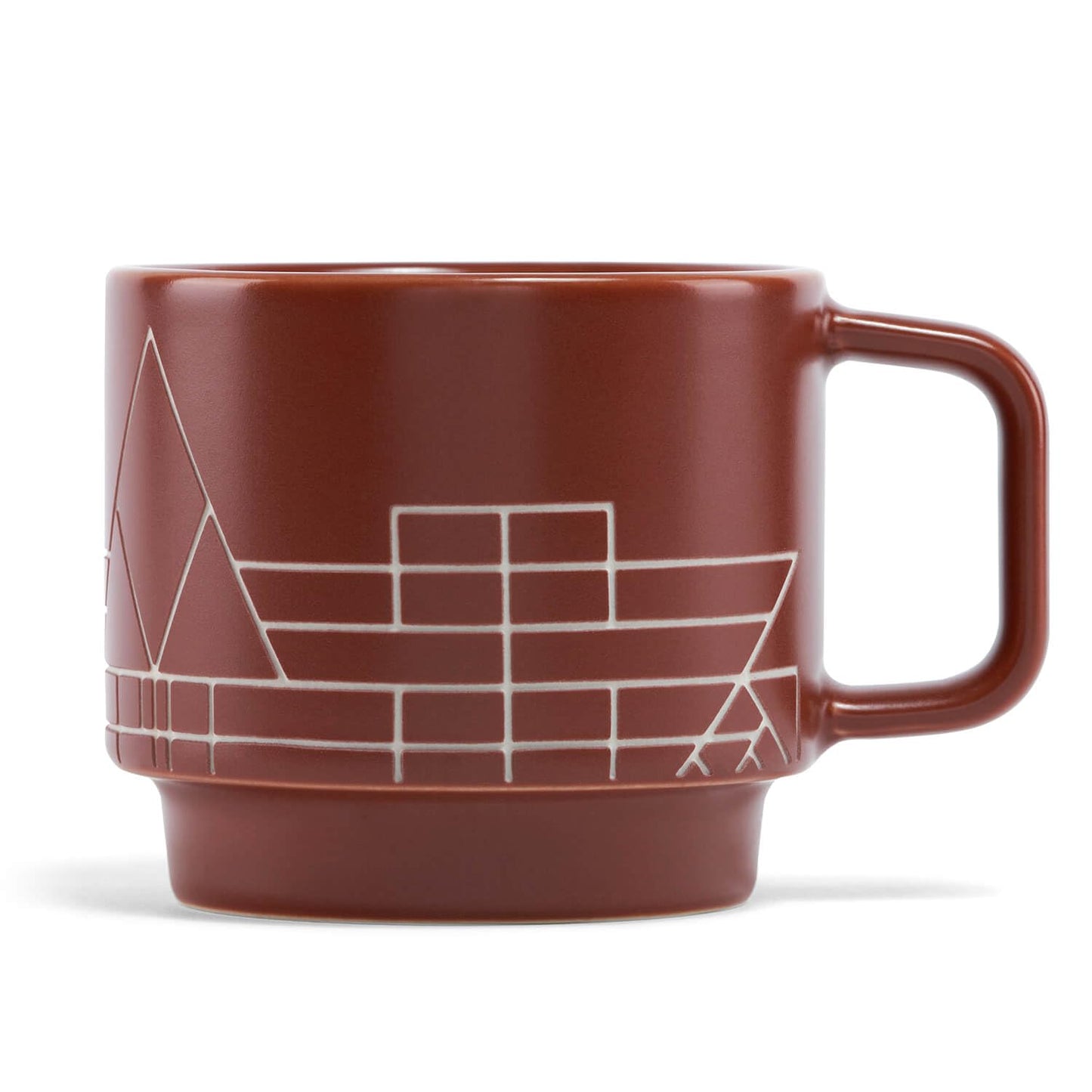 Tea Forte Terra Stoneware Teacup with Saucer, Frank Lloyd Wright, 8 oz. Stoneware Teacup for Steeping Pyramid Infusers, Dishwasher & Microwave Safe