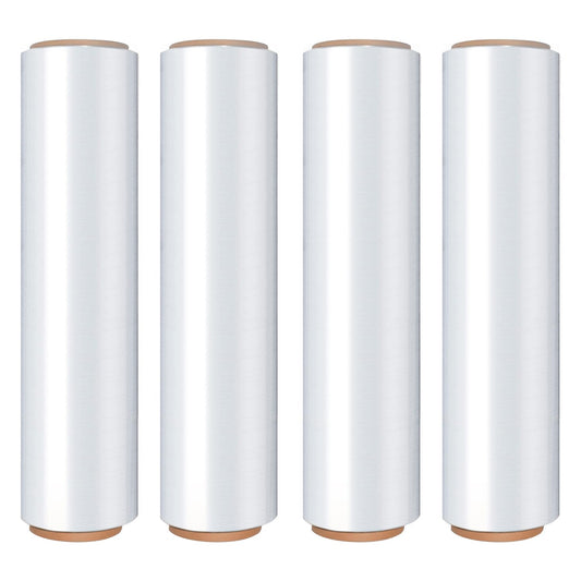 18 Inch Stretch Wrap Roll, Heavy Duty 1500ft Shrink Wrap Roll, Clear 80 Gauge Industrial Strength Stretch Film, Plastic Wrap for Pallet Wrapping Shipping Moving(4 Pack)